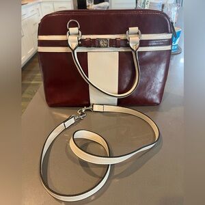 Gianni Bernini Burgundy and White Leather Purse